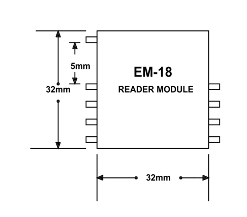 EM18 RFID Reader module dimensions