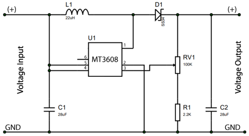 MT3608 Step-Up Power Module Circuit