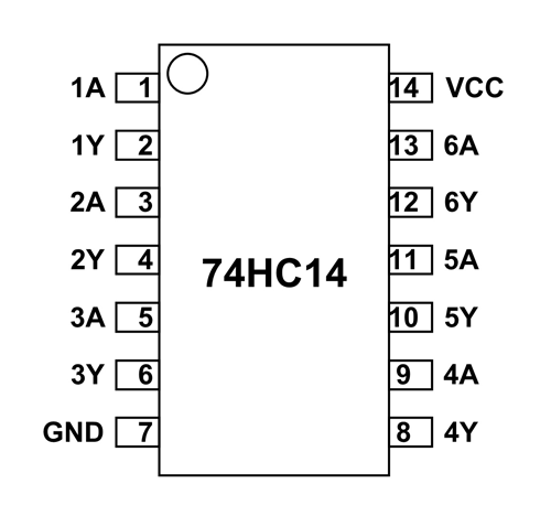 74HC14 IC Pinout, Configuration, Features, Circuit & Datasheet