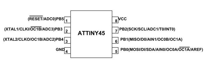 Attiny45 схема включения