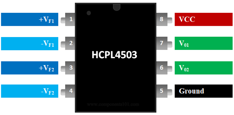 HCPL4503 High Speed Optocoupler Pinout