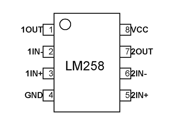 LM258 Dual Op-amp Pinout