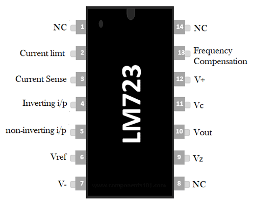 transistor 3 configuration & Datasheet LM723 Equivalent Specifications, IC Pinout,