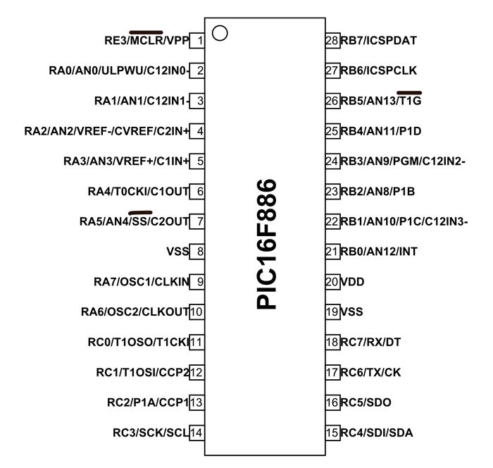 Pic16f886 схема включения