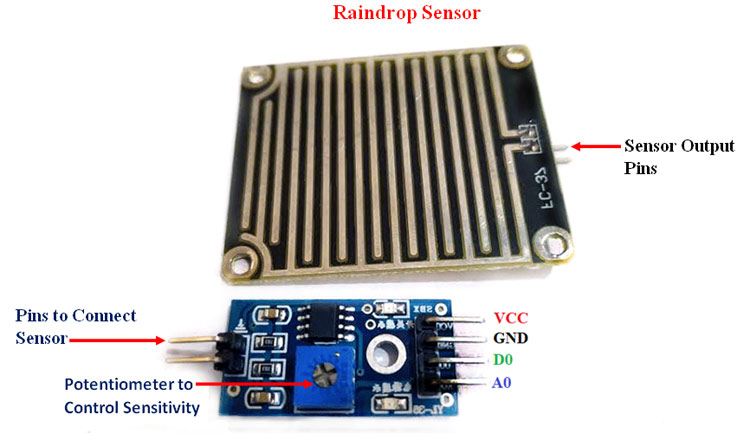 Rain drop Sensor Module Pinout, Datasheet &amp; How to Use it in a Circuit