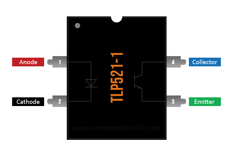 TLP521 Optocoupler Pinout