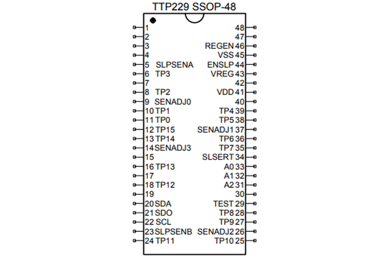 TTP229 Touch Detector IC Pinout