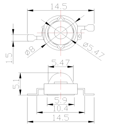 1 Watt LED Dimensions