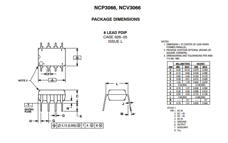NCP3066 Current Regulator Dimension or 2D Model