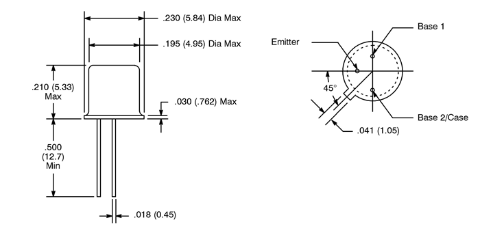 2N2646 transistor dimensions