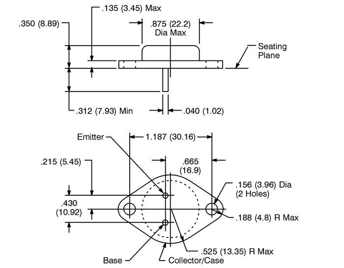 2N3055 Transistor Dimensions
