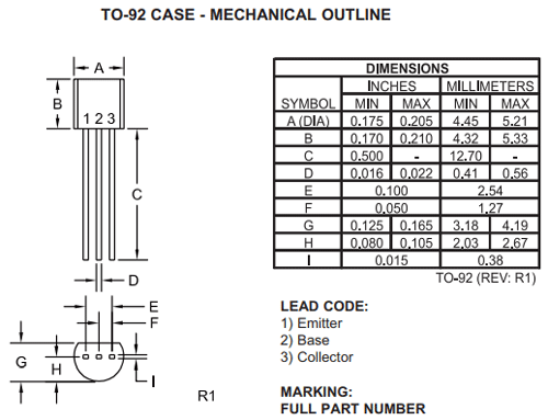 2N4402 Dimensions