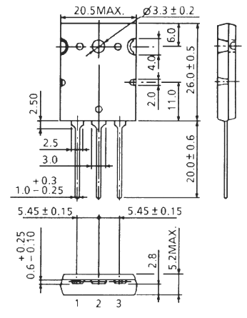 2SA1943 Transistor Dimensions