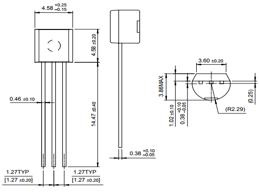 2SC945 Bipolar NPN Transistor 2D Model