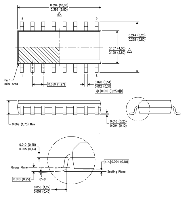  4049 Hex Inverter Buffer IC 2D model