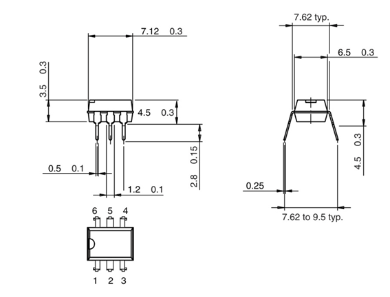 4N25 IC Dimensions