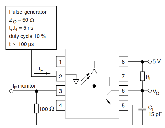 6N135 Optocoupler Application Circuit from Datasheet