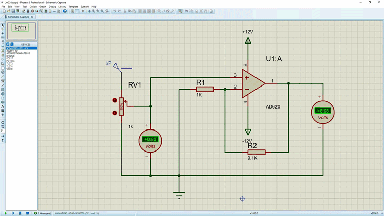 AD620 Simulation Circuit