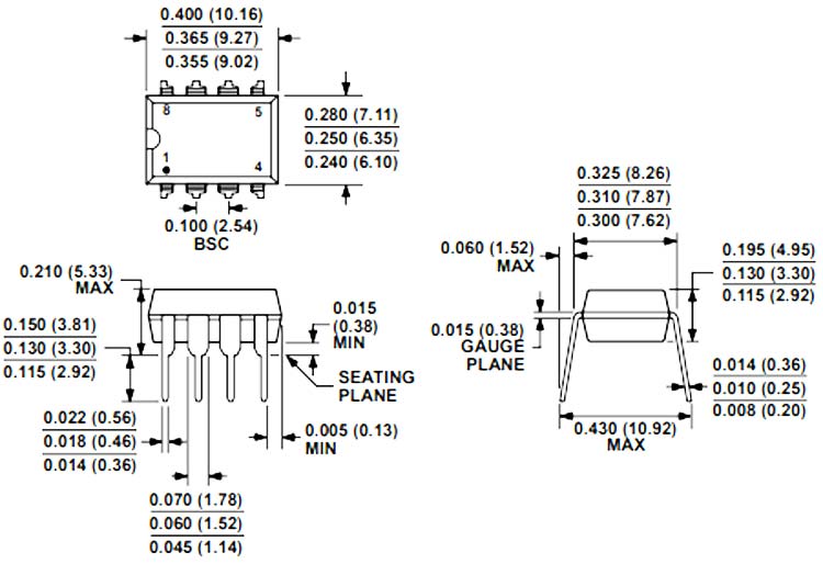 AD736 IC Dimensions