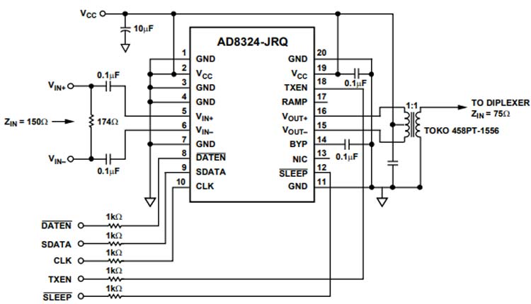 AD8324 Application Circuit Diagram