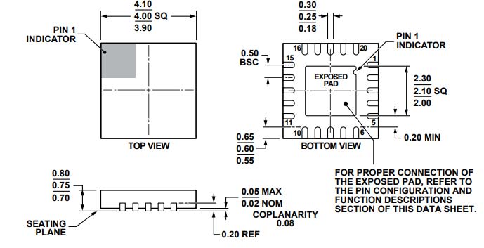 AD8324ACPZ Dimensions