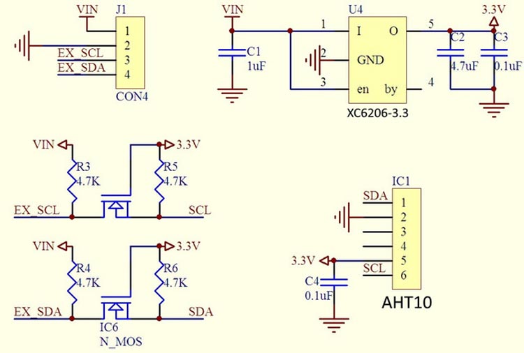 AHT10 sensor module schematics
