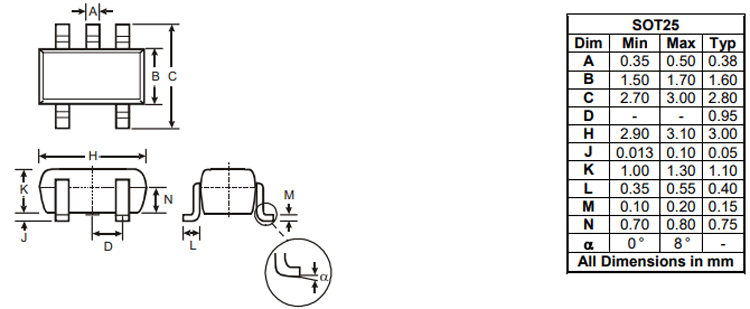 AP2112 Regulator Dimensions