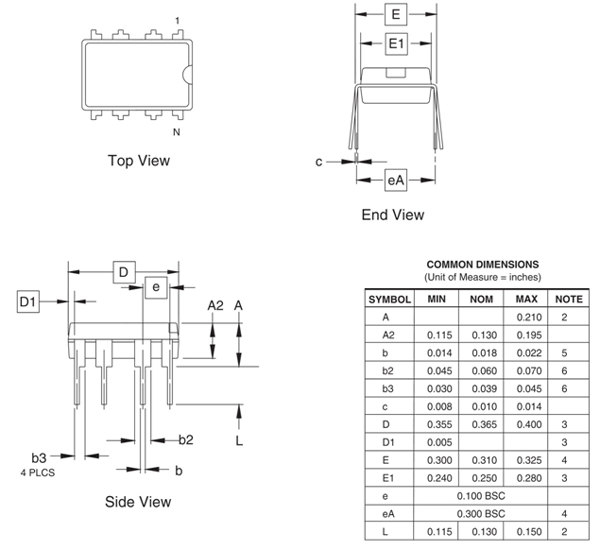 attiny45 dimensions