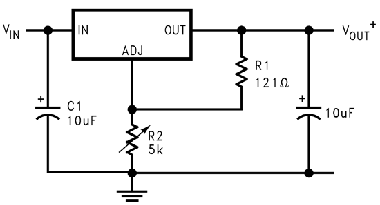  Adjustable type LM1084 Positive Regulator Connection