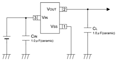 Application Circuit Diagram Of XC6206 Low ESR Voltage Regulator