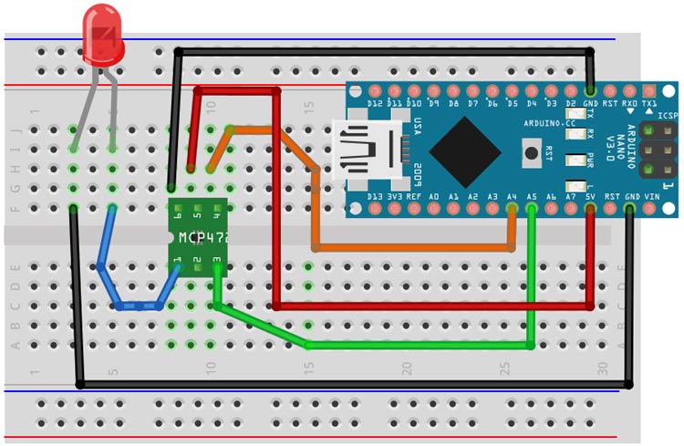 Arduino MCP4725 DAC Circuit Diagram