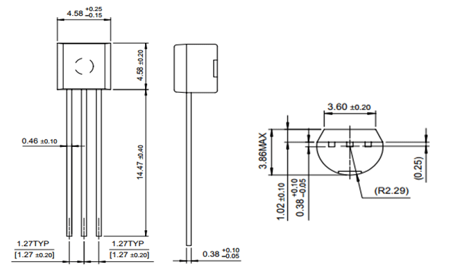 BC557 Transistor Dimensions