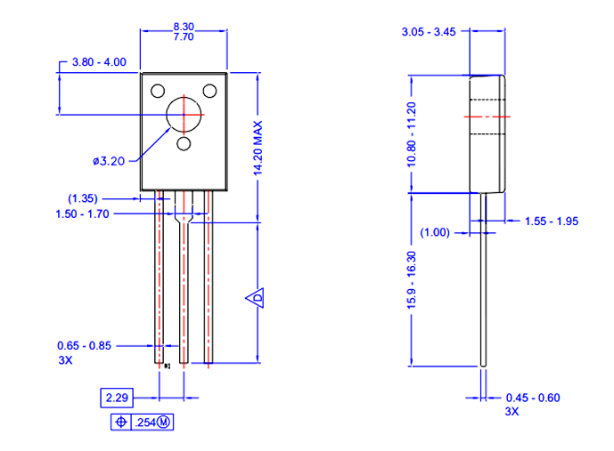 BD136 Transistor Dimensions
