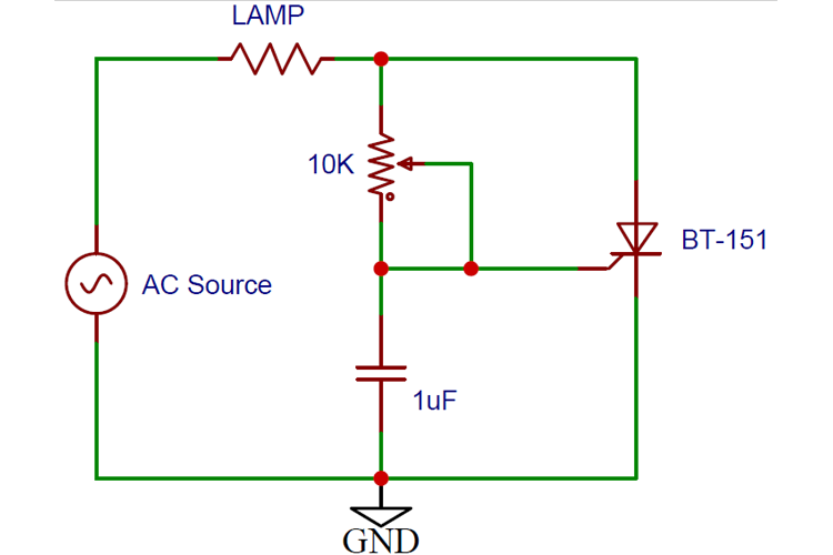 BT151 SCR Lamp Dimmer Circuit