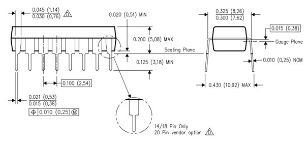 CD4017 Pins Dimensions