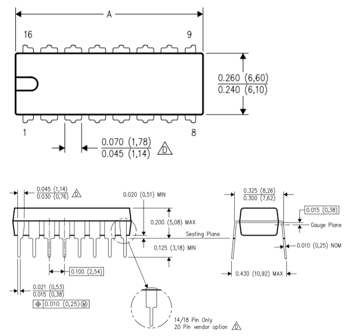 CD4060 Dimensions