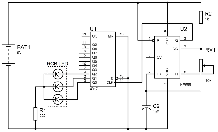  Circuit Using RGB LED