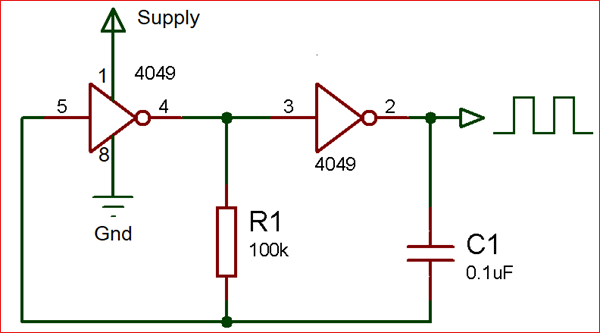 Circuit using 4049 Hex Inverter Buffer IC