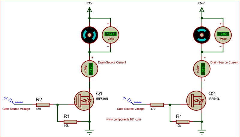 Circuit using IRF540N N-Channel Mosfet