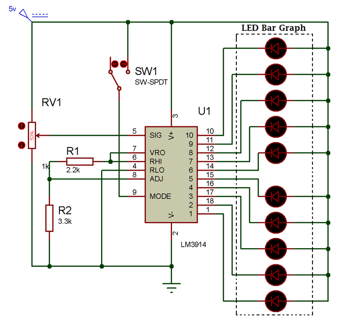 5 x lm3915 Log de pilotes IC pour poutres Diagramme/LED Bar Graph DIL 18, elpohl