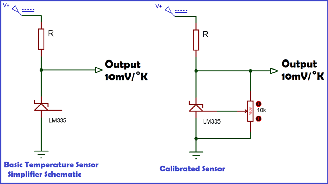 Circuit using LM335 Temperature Sensor