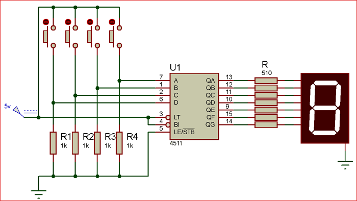 Circuit using CD4511 7 segment driver IC