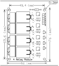 Dimensions of 4-Channel Relay Module 