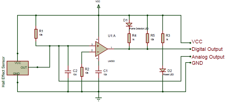 Hall Effect Sensor Module Circuit Diagram
