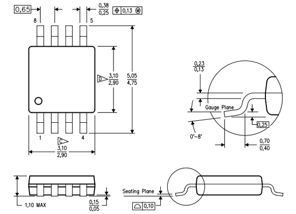 INA333 Dimensions 