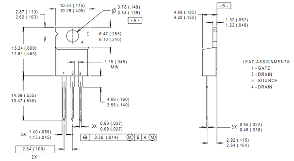 IRF520 dimensions