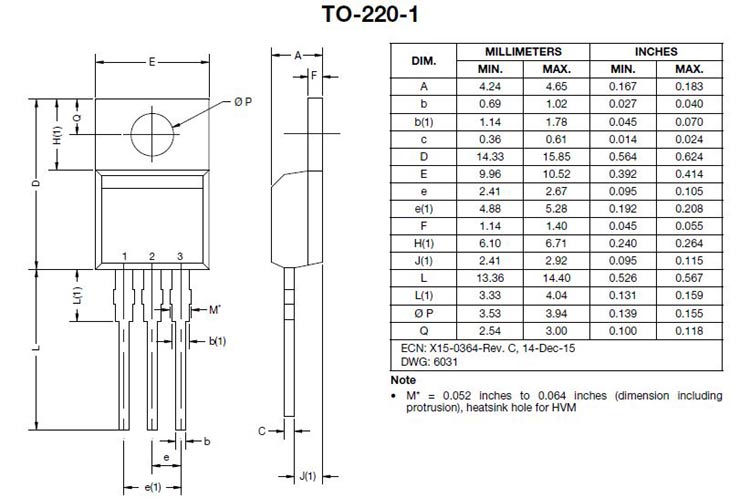 IRF530 Dimensions