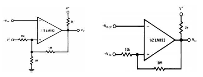 INVERTING AND NONINVERTING SCHMITT TRIGGERS USING LM193