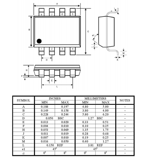 JRC4558 Dimensions