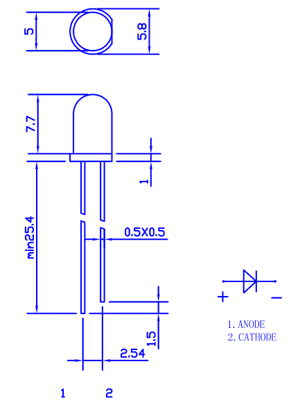 5mm LED Pinout Features Forward Voltages Datasheet